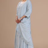 Powder Blue Georgette Embroidered Sharara Set