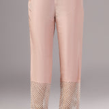 Pastel Pink Silk Organza Thread Work Kurti Set