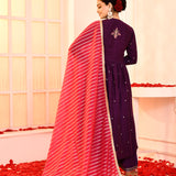 Purple Hand Embroidered Kurta And Palazzo Set