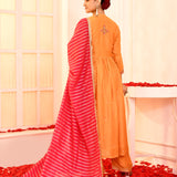 Orange Hand Embroidered Kurta And Palazzo Set