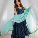 Blue Anarkali Set With Palazzo