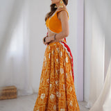 Bandhani Printed Yellow Lehenga Set With Dupatta