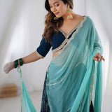 Teal Blue Georgette Lehenga Set