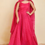 Magenta Pink Kota Duriya Anarkali Set