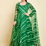 Green Georgette Flared Anarkali
