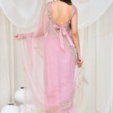 Light Lilac Organza Saree With Aari Embroidery