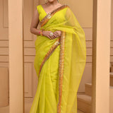 Lime Organza Gota Saree
