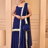 Berry Blue Georgette Sharara Set