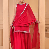 Red Georgette Sharara Set