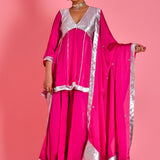 Magenta Pink Satin Silk Sharara Set