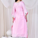 Soft Pink Satin Silk Kaftan Set