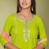 Green And Pink Georgette Kurta Set
