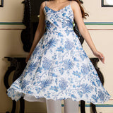 Blue And White Chanderi Suit Set
