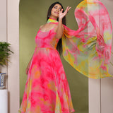 Pink Multi-Color Georgette Anarkali Set