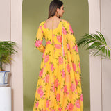 Summer Daffodil Yellow Muslin Anarkali Set