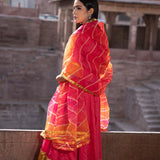 Rani Pink Cotton Silk Anarkali Set