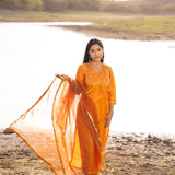 Mustard Yellow Cotton Silk Suit Set