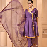 Plum Purple Satin Silk Kurta Set