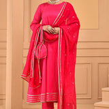 Ruby Pink Cotton Silk Kurta Set