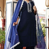 Peach Taffeta Silk Suit Set With Floral Prints