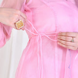 Soft Pink Satin Silk Kaftan Set