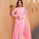 Light Pink Cotton Anarkali Set