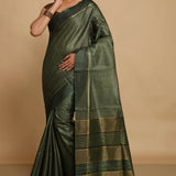 Woodland Green Pure Kosa Tushaar Saree