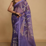 Faded Purple Pure Resham Saree With Jamdani Work