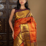 Rusty Orange Kanjivaram Silk Saree