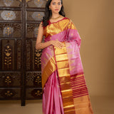Pink Kanjivaram Silk Saree With Buttis