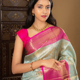 Bright Sea Green Kanjivaram Silk Saree