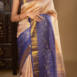 Pastel Pink Floral Kanjivaram Silk Saree