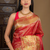 Rich Red Floral Kanjivaram Silk Saree