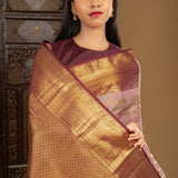 Muted Purple Kanjivaram Silk Saree