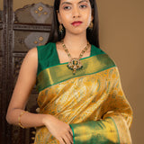 Golden Floral Kanjivaram Silk Saree