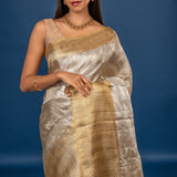 Silver Kanjivaram Silk Saree
