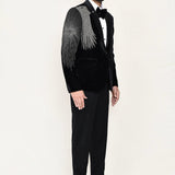 Black Velvet Suit Set With Bow