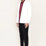 Maroon Polyester Three Piece Suit Set