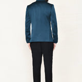 French Blue Polyester Sherwani Set
