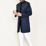 Navy Blue Velvet Sherwani Set