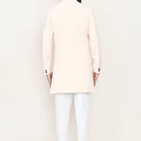 Cream Rayon Sherwani Set