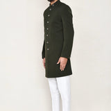Black Rayon Sherwani Set