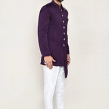 Purple Polyester Sherwani Set