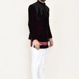 Maroon Velvet Sherwani Set