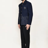 Oxford Blue Velvet Sherwani Set