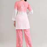 Pinkish Peach Cotton Chikankari Suit Set