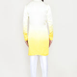Cream To Yellow Gradient Satin Silk Kurta Set