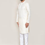Cream Jacquard Kurta Set