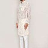 White Georgette Kurta With Thread Work