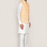 Orange Cotton Jacket With Threadwork